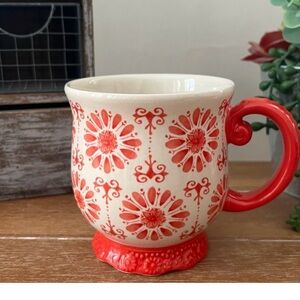 The Pioneer Woman Cream and ORANGE Floral Pattern Mug